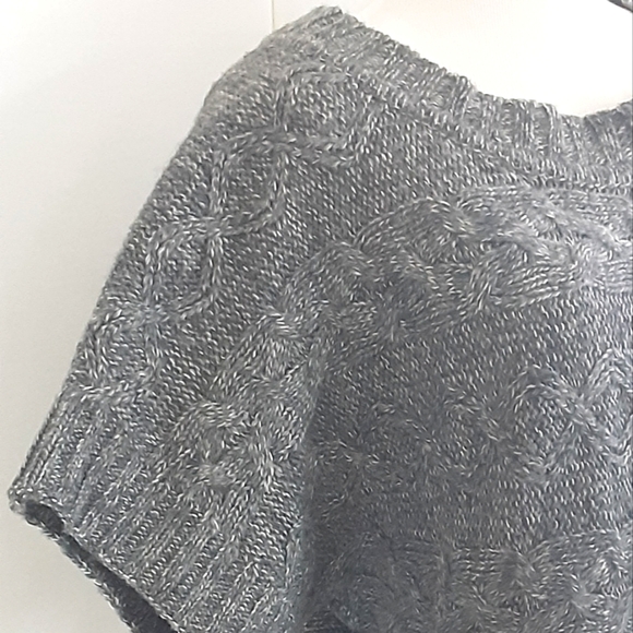 XXI Gray Marled Cable Knit Short Sleeve Pullover Sweater Sz M - Picture 2 of 7
